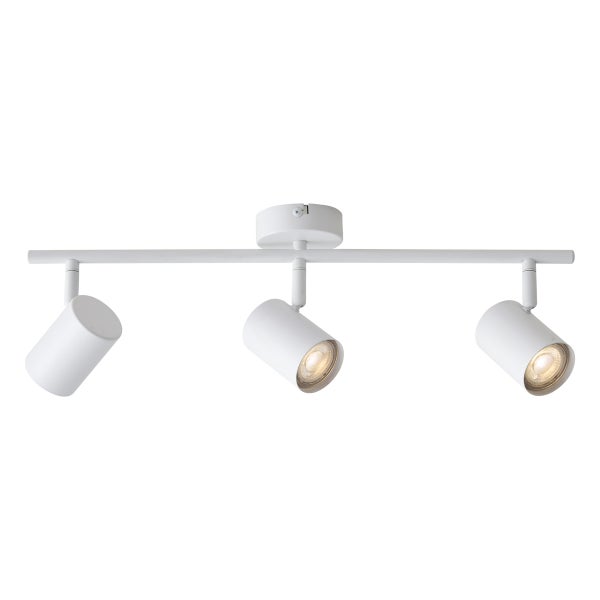 Drei flammiger Deckenspot aus Metall mit verstellbaren Leuchtenköpfen zur direkten Beleuchtung.