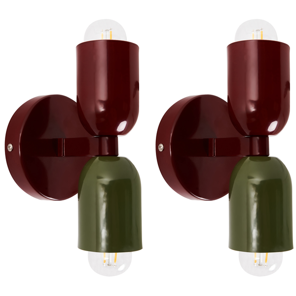 Wandlampe 2er Set TOPI Metall Rot / Grün