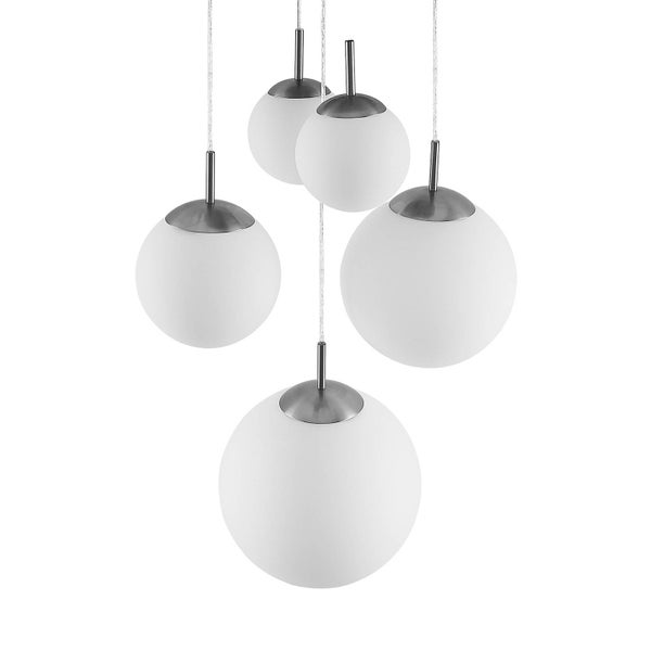 Mehrflammige Pendelleuchte mit runden Lampenschirmen