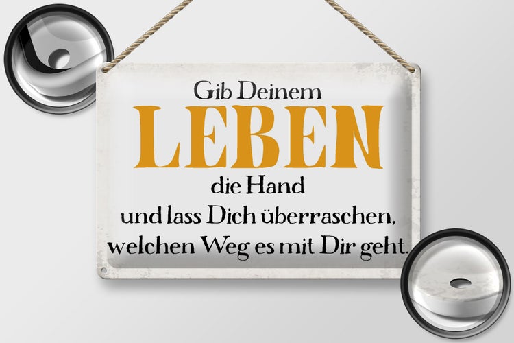 Blechschild Spruch 30x20cm gib deinem Leben die Hand