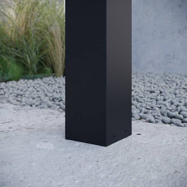 Lucande Außenleuchte Kiran (spritzwassergeschützt (Modern) in Schwarz aus Aluminium (1 flammig, E27) - Wegeleuchte Pollerleuchte Wegelampe Sockelleuchte