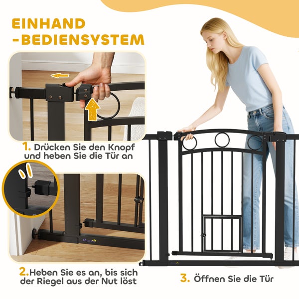 Illustration einer Hundetür mit Einhandbedienung