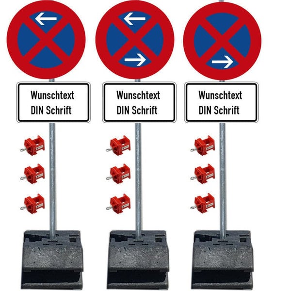 Halteverbotszone 3er Schilderset mobiler Parkverbotsbereich