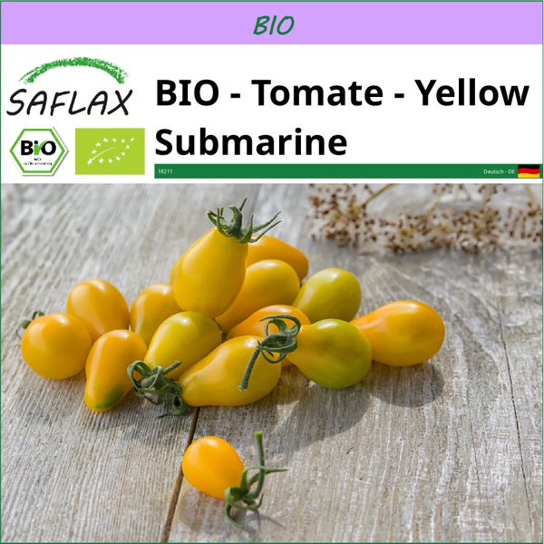 SAFLAX  - BIO - Tomate - Yellow Submarine - Solanum lycopersicum - 10 Samen