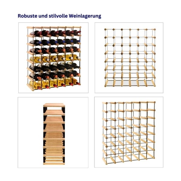 PROREGAL Modulares Weinregal Vinotega Mod Metal HxBxT 72,5 x 62,5 x 24,5 cm 6 x 7 Flaschen Massives Kiefernholz Braun Geölt