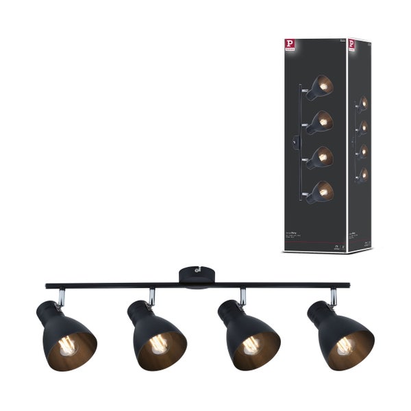 Paulmann Logo, Spotlight Deckenleuchte mit vier Strahlern und Verpackung