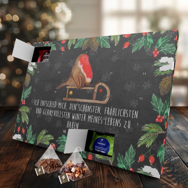 Mr. & Mrs. Panda Tee Adventskalender Rotkehlchen Schlitten - Schwarz
