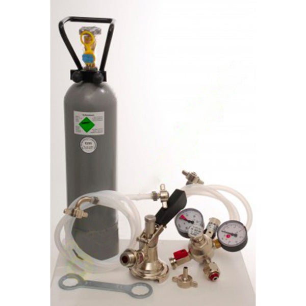 1-Leitige Zapfanlagen Zubehör-Set | Mit Flachzapfkopf, CO2-Flasche (2kg) & Bierschlauch (7mm)