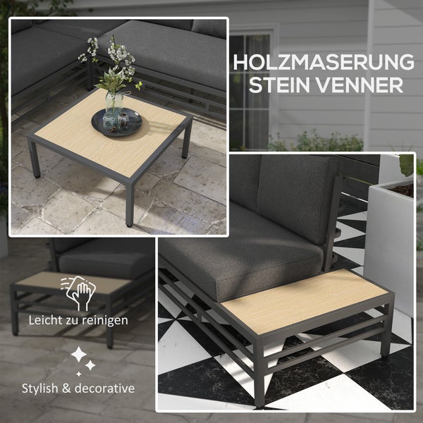 Outsunny 5-tlg. Gartenmöbel-Set, 155L x 70B x 76,5H cm, Aluminium, Polyester, grau