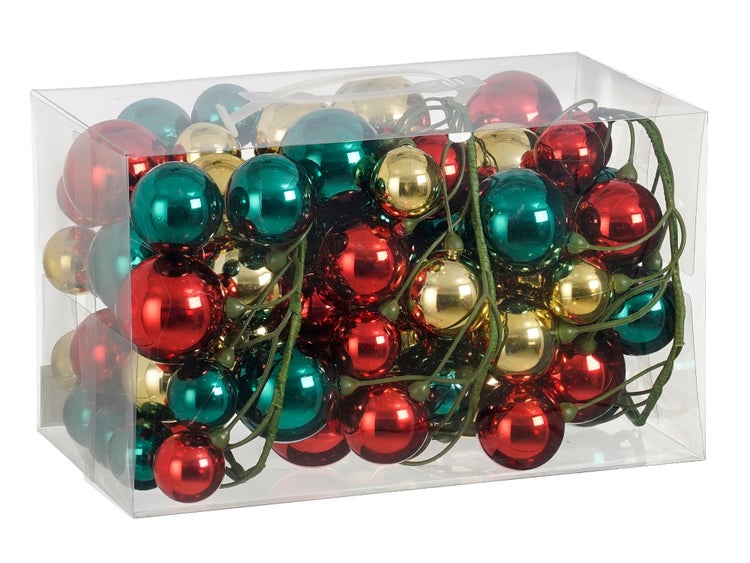LAALU Satz von 80 Ornamenten: Girlande mit farbigen Ornamenten 180 cm