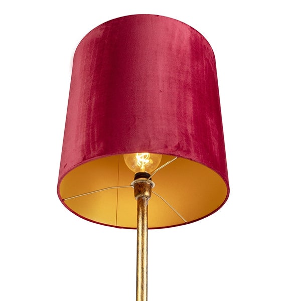 Stehlampe mit Stoffschirm und Leuchtmittel