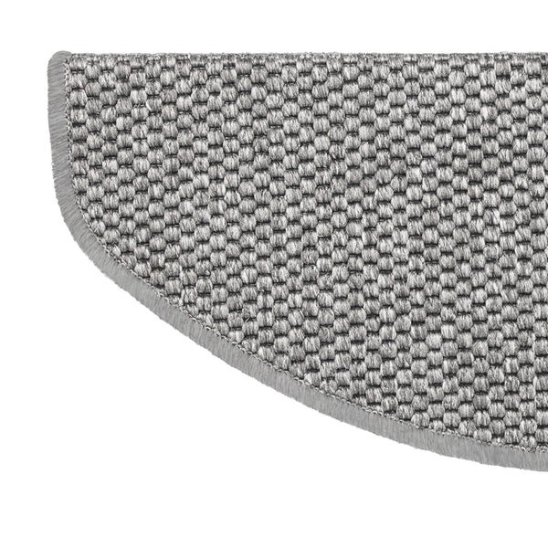 FLOORDIREKT Stufenmatte Kalkutta - Sisaloptik - Schlingenpol - Selbstklebend - Silber - Halbrund - 23,5 x 65 cm