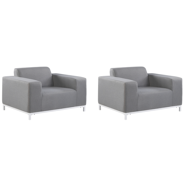 Gartensessel 2er Set ROVIGO Stoff Grau