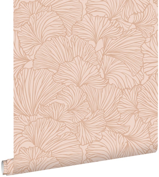 ESTAhome Tapete Ginkgoblätter Terrakottarosa - 53 cm x 10.05 m - 139489