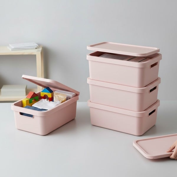 Mehrere Aufbewahrungsboxen aus Kunststoff mit Deckel, zur Aufbewahrung von Spielzeug und anderen Gegenständen