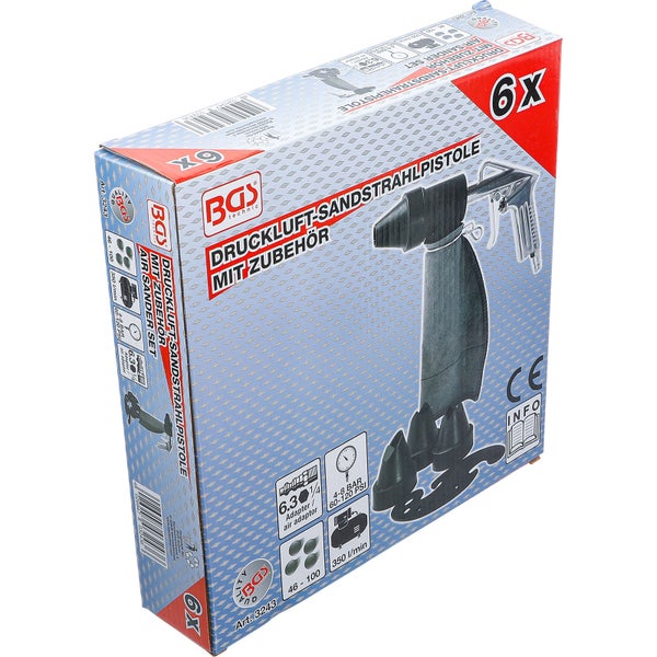 BGS technic Druckluft-Sandstrahlpistole mit Zubehör im Karton