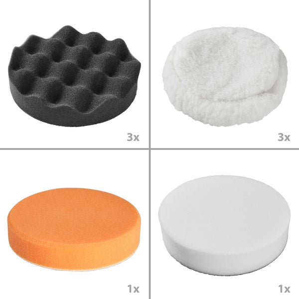 Poliermaschinen-Zubehörset mit Polierpads und Fellhauben