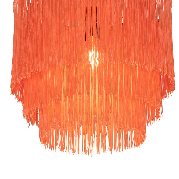 Orangefarbene Hängeleuchte mit Fransen