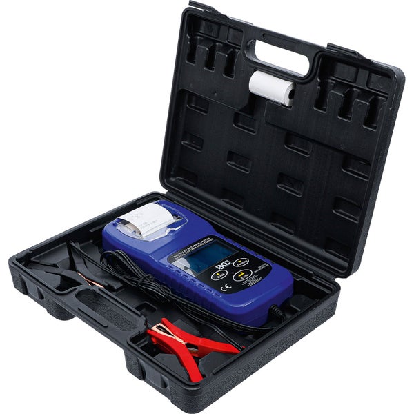 Digitales Batterietestgerät mit Klemmen und Teststreifen