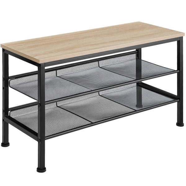 Schuhregal tectake Derry 75,5 x 30,5 x 45,5 cm Industrial Style Industrial Holz hell, Eiche Sonoma