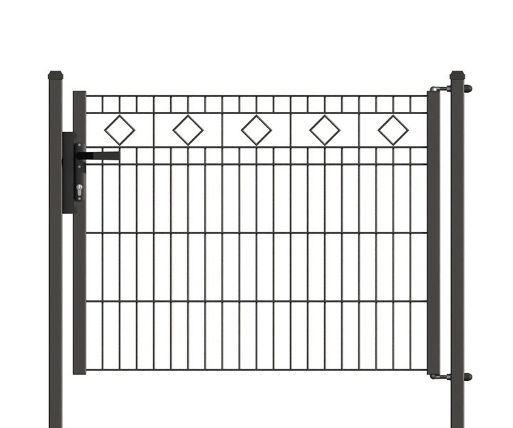 Gartentor aus Metall mit Rautenmuster