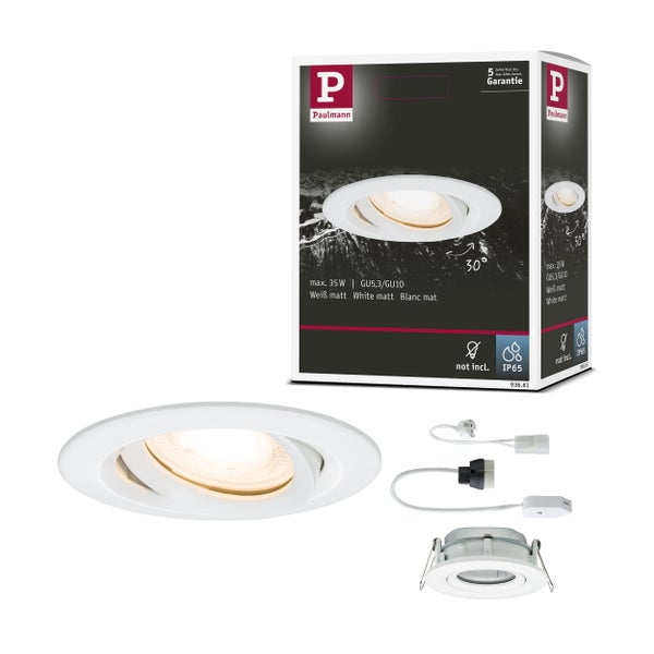 Einbauleuchte Nova Plus schwenkbar IP65 rund 93mm 30° GU5,3 / GU10 max. 35W 230/12V dimmbar Weiß matt
