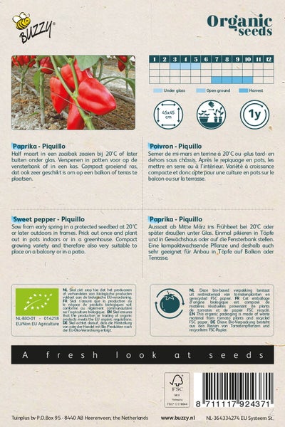 Piquillo Paprika Saatgutpackung für den biologischen Anbau