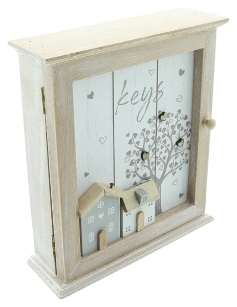 FRANK FLECHTWAREN | Schlüsselbox Haus, MDF, METALL, 22 x 7 x 25 cm