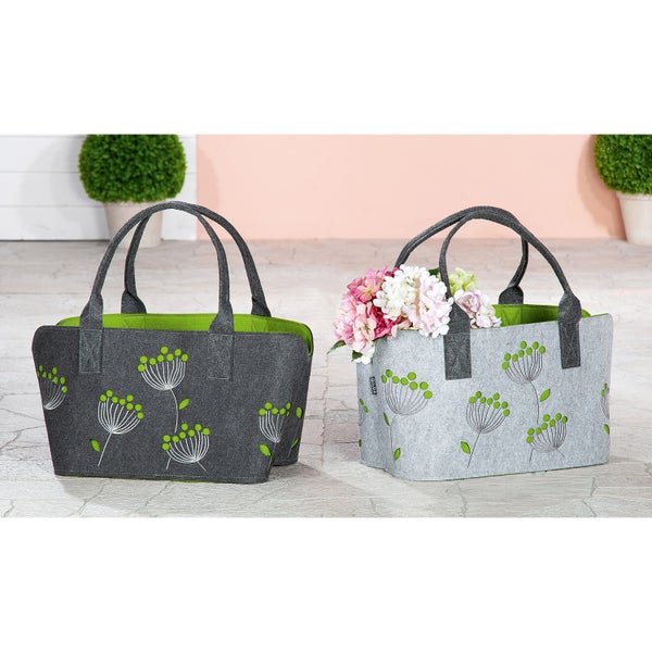 Taschen GILDE 2er Set DILLBLÜTE Shopper dunkelgrau Höhe 26cm Breite 40cm Filz