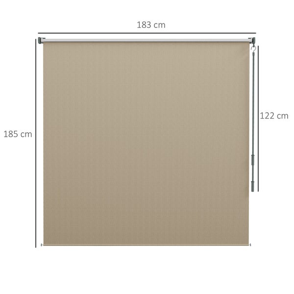 Outsunny Senkrechtmarkise, Balkonrollomit Handkurbel für Pavillon, Garten, 183 x 185 cm, HDPE, Aluminium, Beige