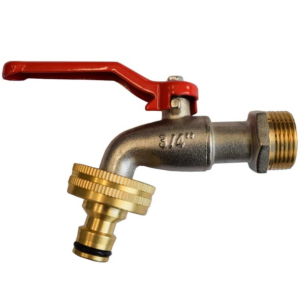 Auslaufventile + Kugelhähne, 3/4, Lever ball valve with plug-in coupling