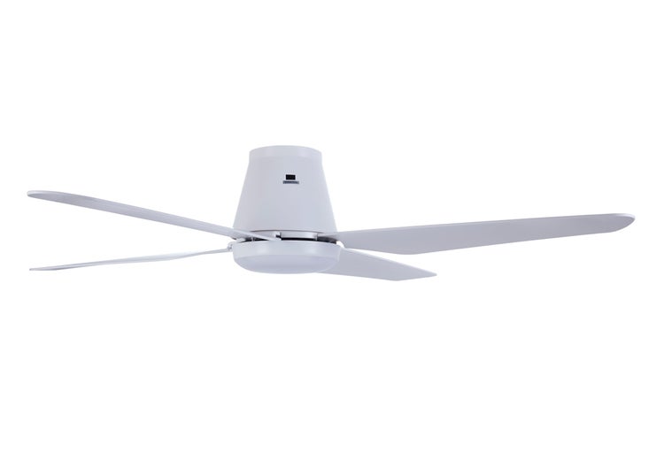 Deckenventilator mit vier Rotorblättern und integrierter Beleuchtung zur Raumklimatisierung