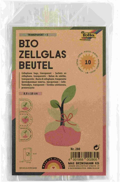 Folia  Bio Zellglasbeutel S Transparent, 95x160mm, 10 Stück