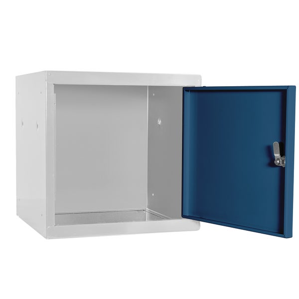 PROREGAL Mega Deal | 10x Schließfachwürfel Blocky mit Drehriegelschloss für Vorhängeschloss | HxBxT 40x40x40cm | Lichtgrau/Blau | Tresor, Schließfach