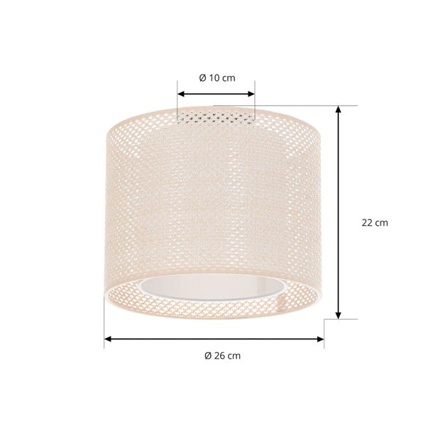 Lampenschirm mit Lochmuster. Höhe 22 Zentimeter, Durchmesser oben 10 Zentimeter, Durchmesser unten 26 Zentimeter.