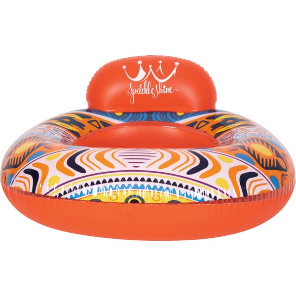 Aufblasbare Pool-Lounge mit Rückenlehne und buntem Muster, Sparkle and Shine.