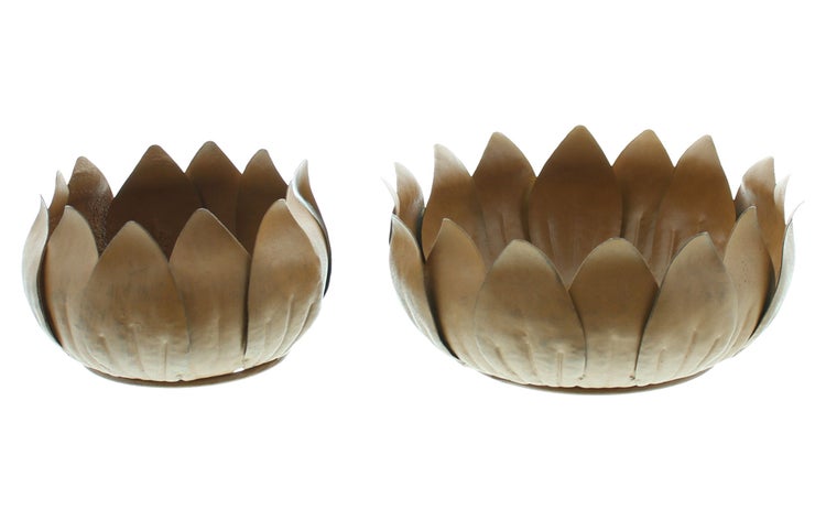 FRANK FLECHTWAREN | Schale Blätter, 2er Set, METALL, Ø 11 x 7 cm, Ø 16 x 7 cm
