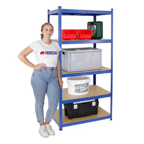 PROREGAL Mega Deal 1 x Eckregal & 2x Schwerlastregal Taurus HxBxT 180 x 180 x 60 cm Fachlast 175 kg Blau Kellerregal Steckregal Garagenregal