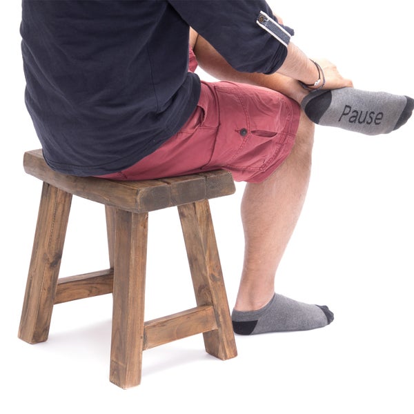 Hocker Rustic Teak Massivholz braun rustikal