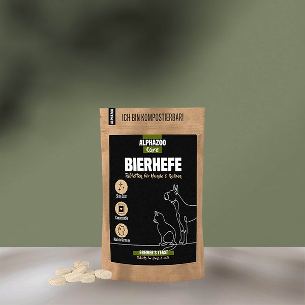 ALPHAZOO Bierhefe Tabletten 75g für Hunde und Katzen I Glänzendes Fell und vitale Haut