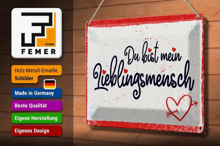 Blechschild Spruch 30x20cm Du bist mein Lieblingsmensch