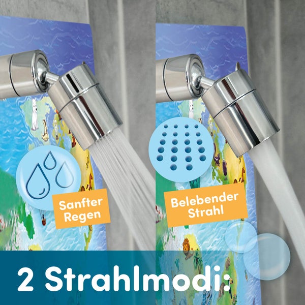 fredis Kinderdusche Motiv Weltkarte flexible Duschwand mit Motiv, Montage ohne Bohren
