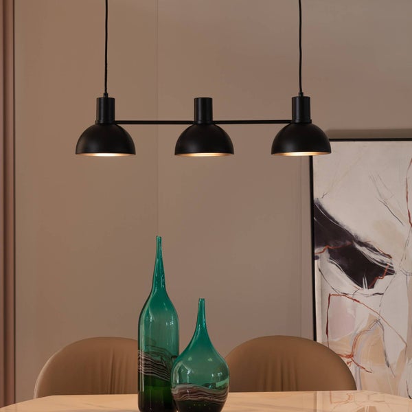 Lucande Pendelleuchte Mostrid (Design, Modern) in Schwarz aus Metall (3 flammig E27) - Design-Hängeleuchte Esstischlampe Hängelampe Hängeleuchte Wohnzimmerleuchte