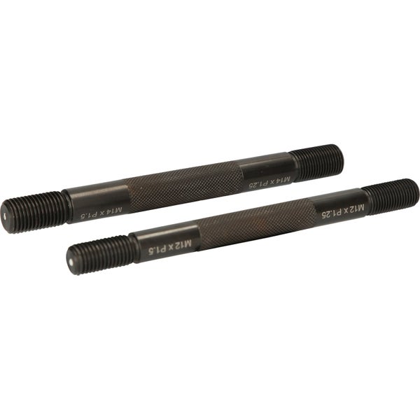 Zwei Gewindebolzen mit den Maßen M12 x P1,5 und M14 x P1,25