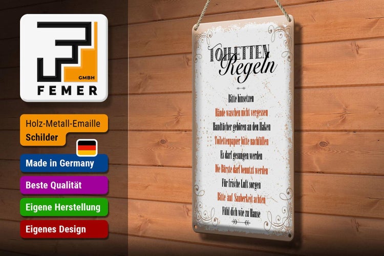 Blechschild Spruch Toilletten Regeln darf gesungen 20x30cm