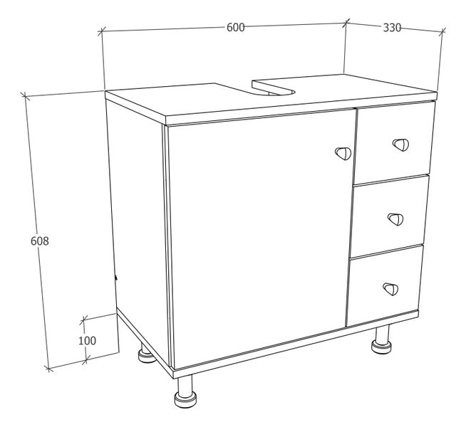 Holz Badmöbel Badunterschrank Schublade Nilosi M