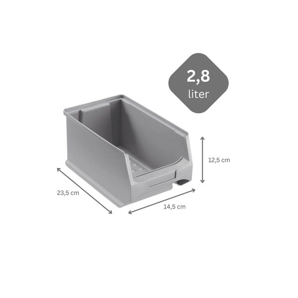 PROREGAL Trägersystem Graue Systemplatte mit 18 x Grauen Sichtlagerboxen 3.0 Maße H x B 50 x 100 cm Sichtlagerbox Sichtlagerbehälter