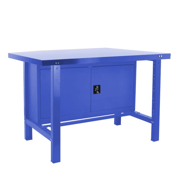 PROREGAL Werkbank Buffalo Metal mit Schrank HxBxT 83 x 120 x 73 cm Traglast 600 kg Blau