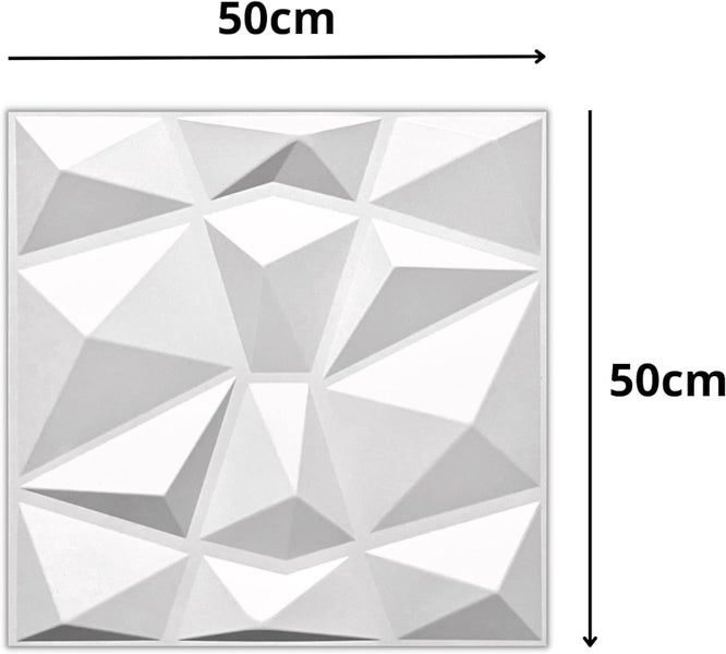 3D Wandpaneele PVC 50×50 cm – Wasserfest & Modernes Design – Für Bad, Wohnzimmer – Leicht, Dünn & Flexibel D094 Weiß