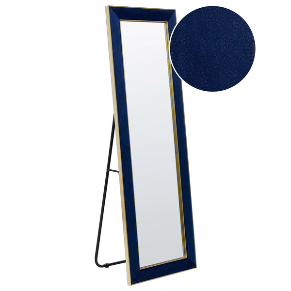 Standspiegel mit blauem Rahmen und goldenen Akzenten